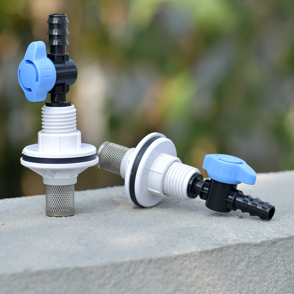 Rain Barrel Spigot PVC Faucet Kit Water Diverter Kit with Bulkhead Fitting, Switch Valve, Garden Hose Barb(16mm) Adapter