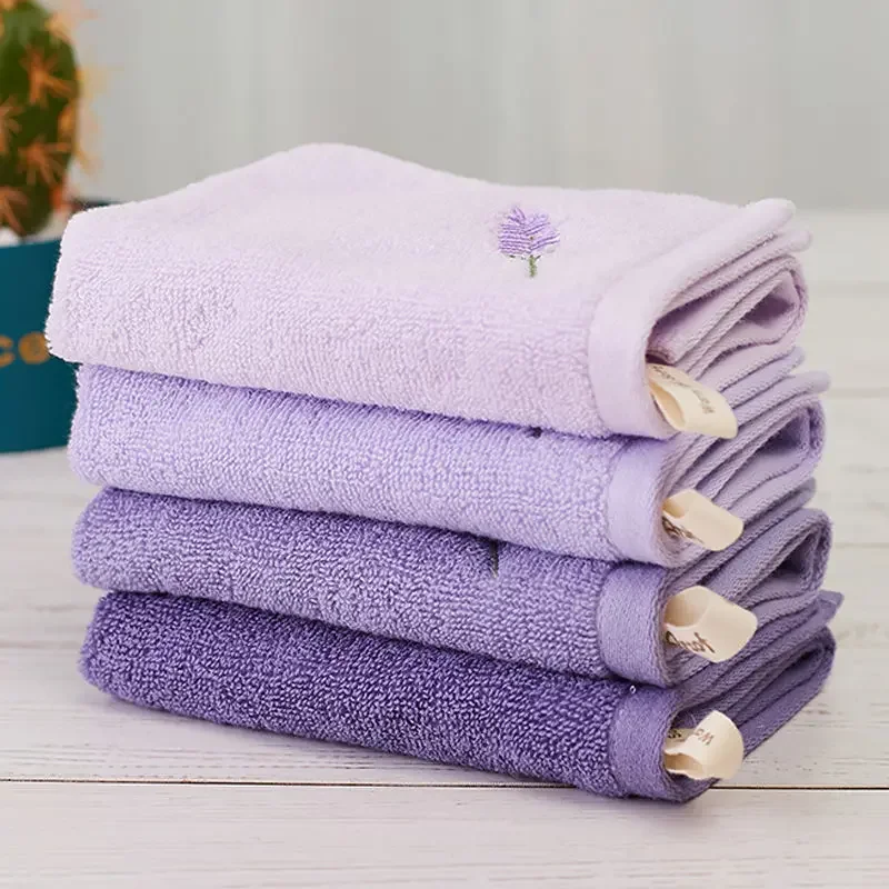 Purple Handkerchief Towel Comfortable Absorbent Washable Ins Simple Home Lady Square Design Fall Embroidered Artistic Quick Dry