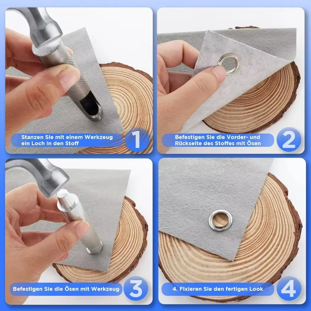 Metal Eyelet Grommet Punch Installer Tool Set Spout Eyelash Discs Pliers Set for Tarpaulins Awnings Bags Curtains Shoes