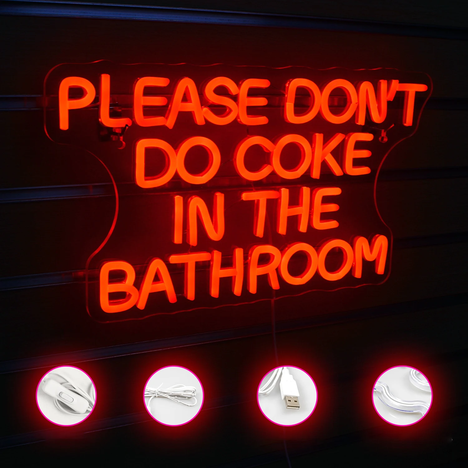 Harap jangan lakukan Coke di kamar mandi tanda Neon LED merah dapat diredupkan dekorasi kamar mandi lucu untuk pesta klub Neon 5V lampu USB tanda