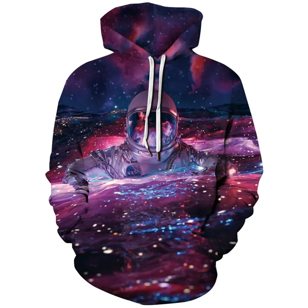 Sudadera con capucha gráfica de astronauta con estampado 3D, moda de primavera y otoño, ropa de calle versátil, sudaderas deportivas Y2K para hombres y mujeres