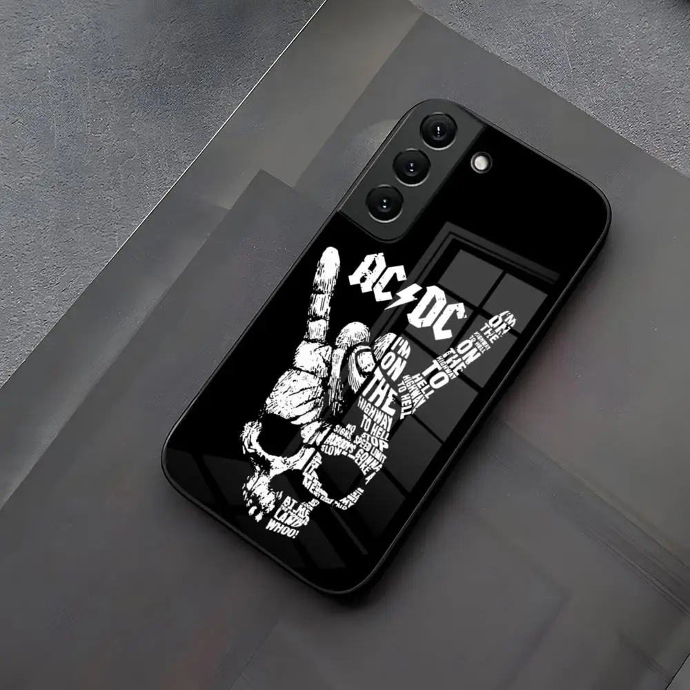 ACDC Band Classic Phone Case Glass for Samsung Galaxy S23 S24 S21 S22 S20 Ultra Fe Plus A34 A54 A24 A52 A53 M54 Cover