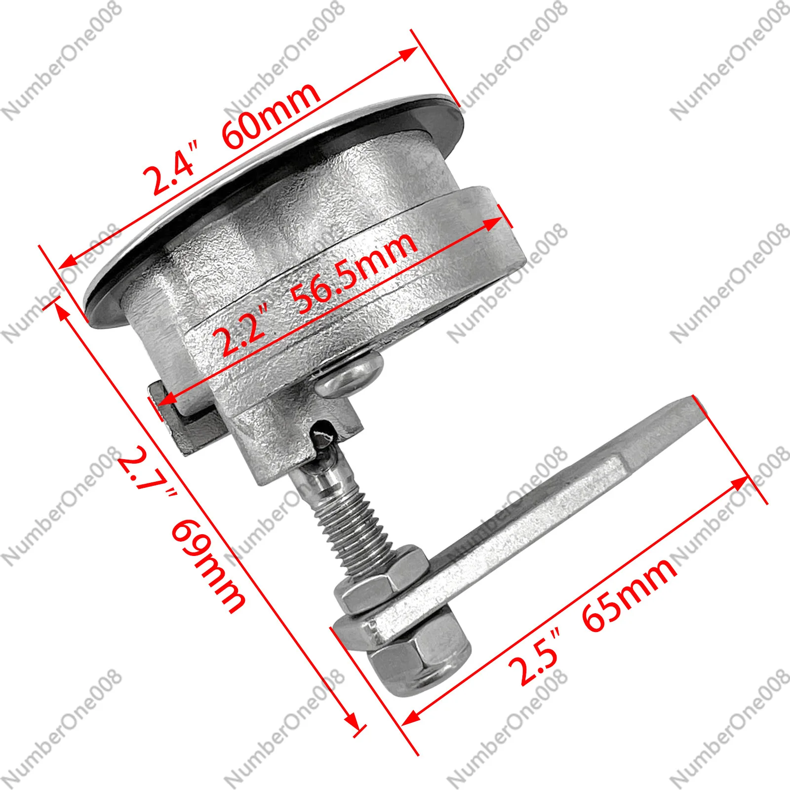 316 Stainless Steel Marine Floor Lock for Yacht Boat, 150kg Load Pull Handle Flush Mount Door Lock Hardware 80mm
