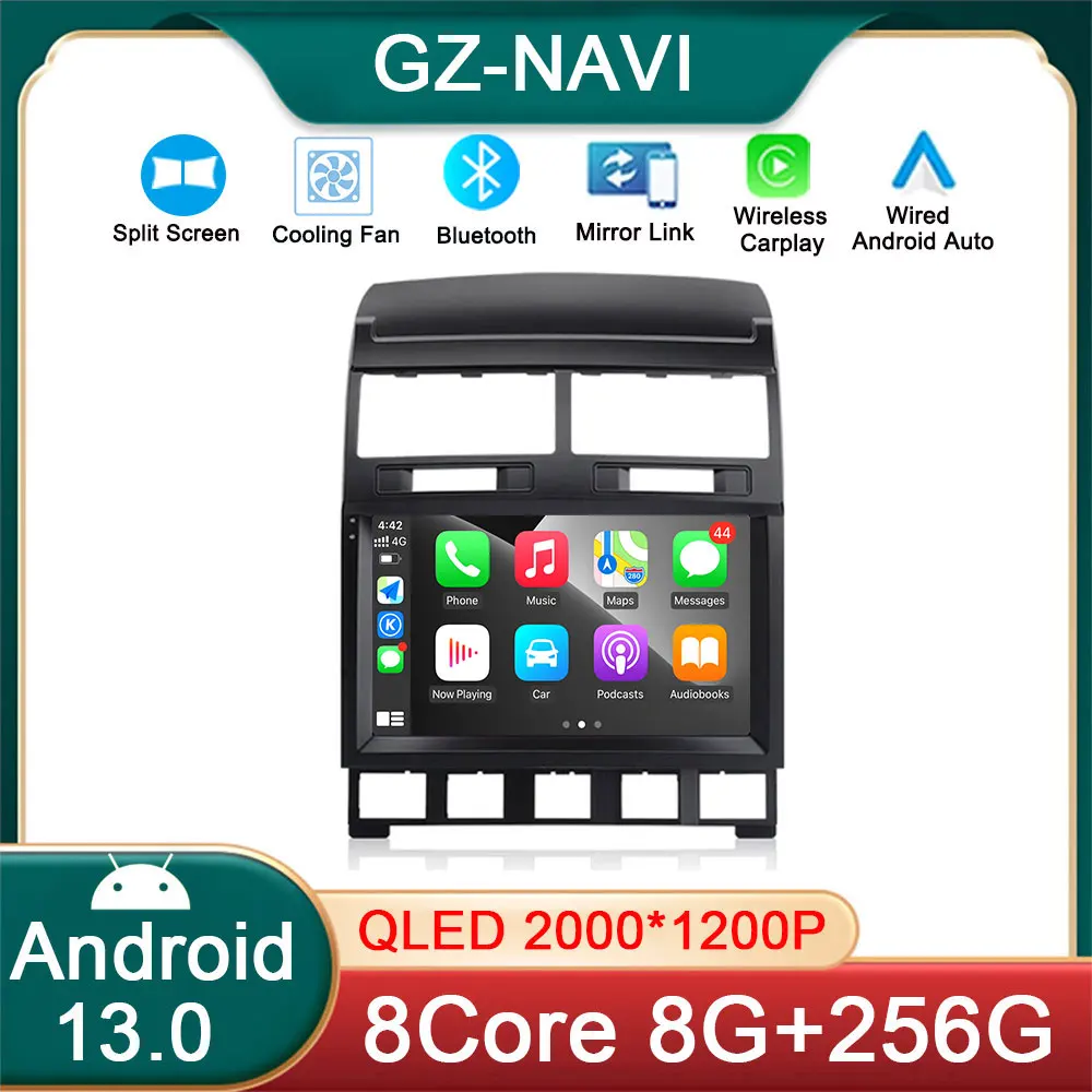 

Qled-экран 9 "Android 13, беспроводной Carplay для VW Volkswagen Touareg 2002-2010, автомобильное радио, Автомобильный мультимедийный GPS-навигатор