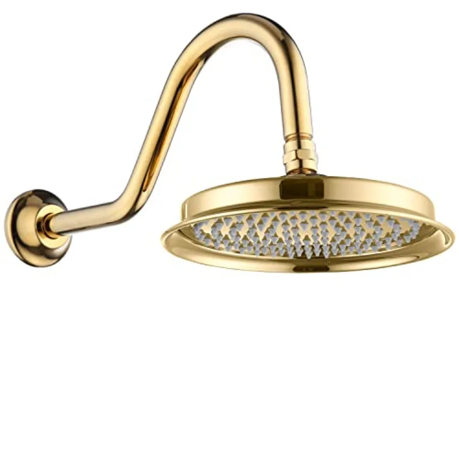 

Rain Shower Head 9" Vintage Shower Heads with Extension Curved Shower Arm Traditional Round Rainfall Showerhead Replacement for