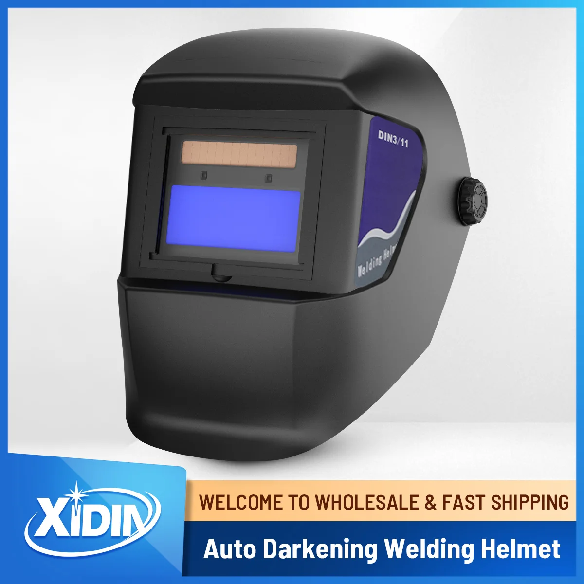 Welding Helmet Auto Darkening,Welding Hood Solar Powered 91*39mm,Mask With 2 Arc Sensors Wide Shade W3-11 for TIG, MIG | E5-201F