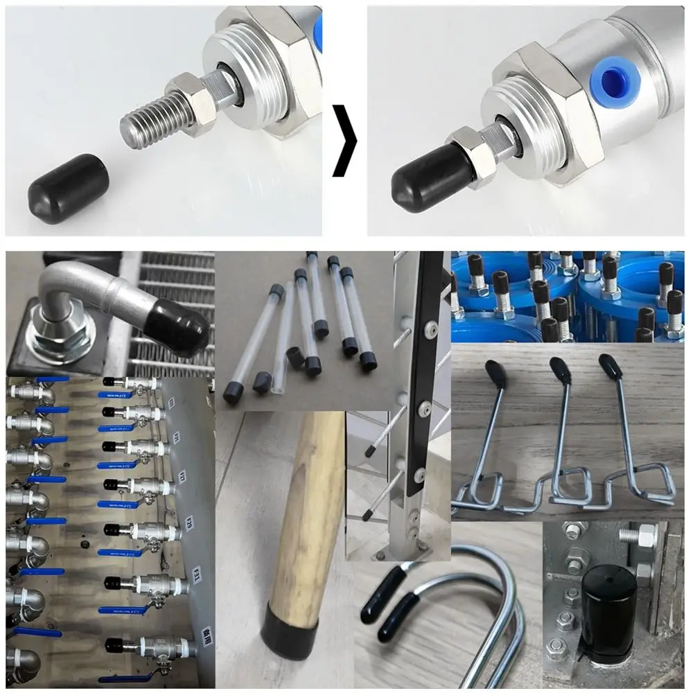 10Pcs Rubber Nut Seal Sleeve 1.55mm-5.5mm Dia Thread Protective Lid Durable Soft PVC Black Elastic Tube Protective Lid Plug