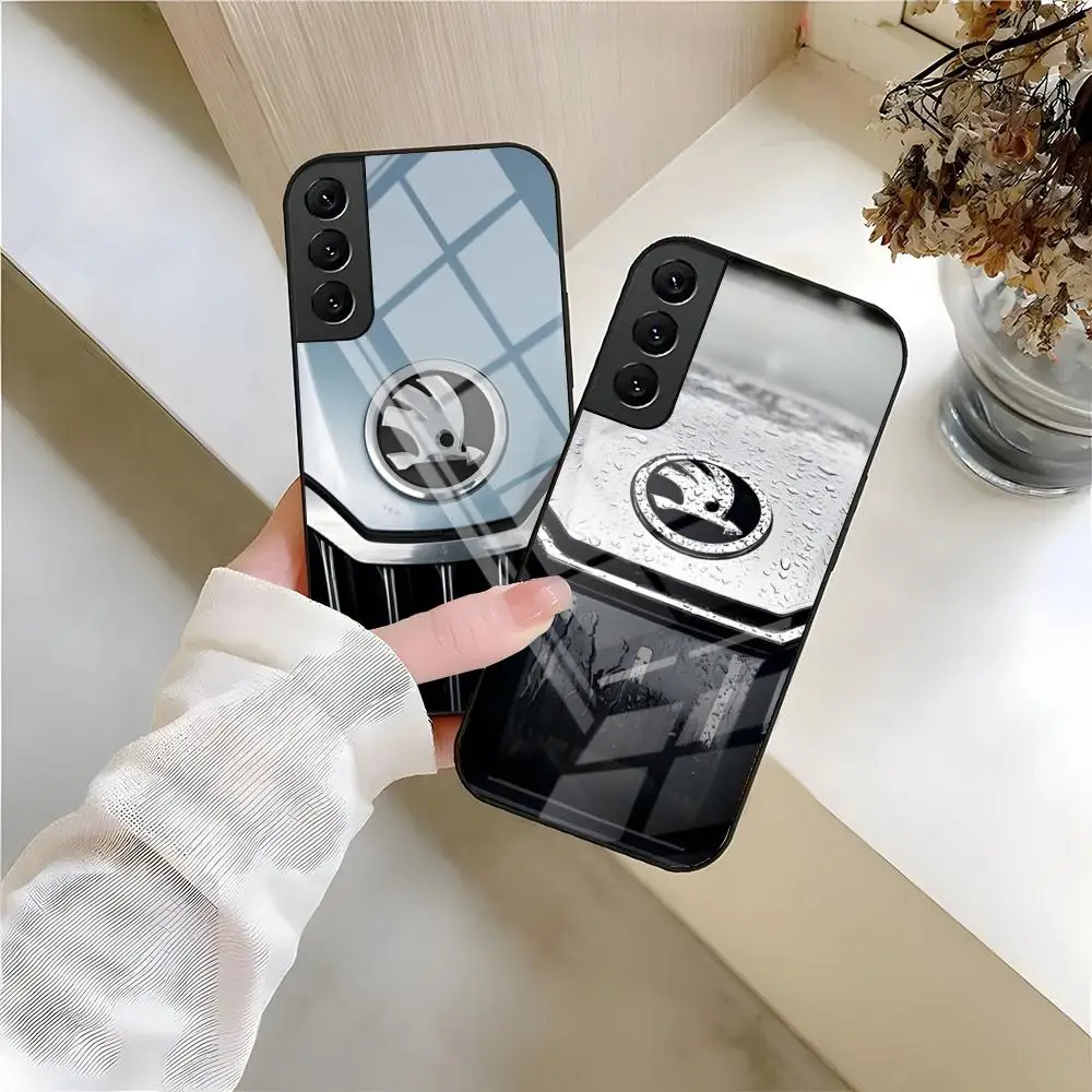 Super Car S-SkodaS-S Logo Phone Case For Samsung S26 S25 S24 FE S23 S22 S21 Plus S20 Ultra Note20Ultra Black Glass Cover