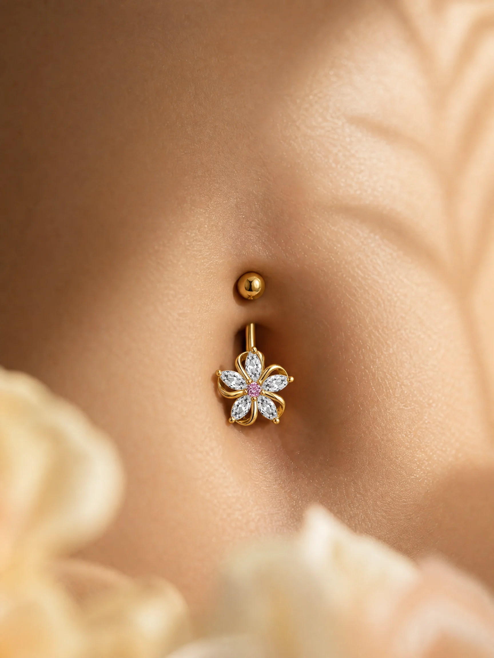 1 Stück Reverse Bar Herz Bauchnabelpiercing Nombril für Frauen Gold Rosa Kristall CZs Gebogene Bauchnabelpiercings Schmuck – Detail 22