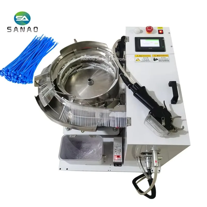 SA-SNY300 Handheld Nylon Cable Ties Bundling Tying Machine With Vibratory Bowl Feeder