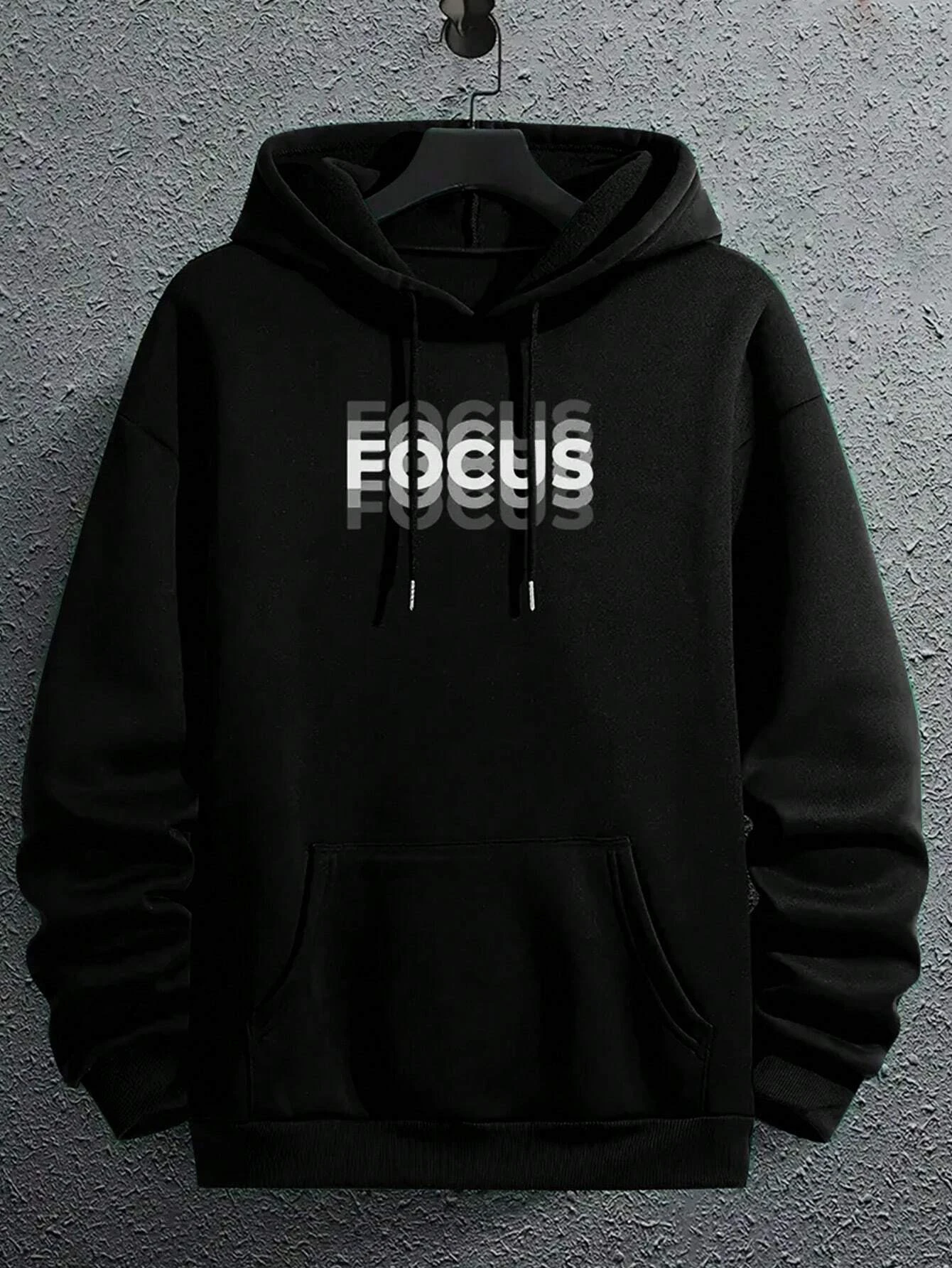 Focus Letter Printing Men Hooded Casual Simple Leisure Fashion Hoodies Warm Fleece Versatile Hoodie Soft Fit Comfortable Clothes