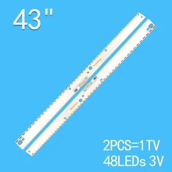 LED 백라이트 스트립, 3V 48 조명, 465mm 2 개, 삼성 UE43KU6509 UE43KU6655 UE43KU659 UE43KU6400 UN43KU7500 43KU6510U BN96-396