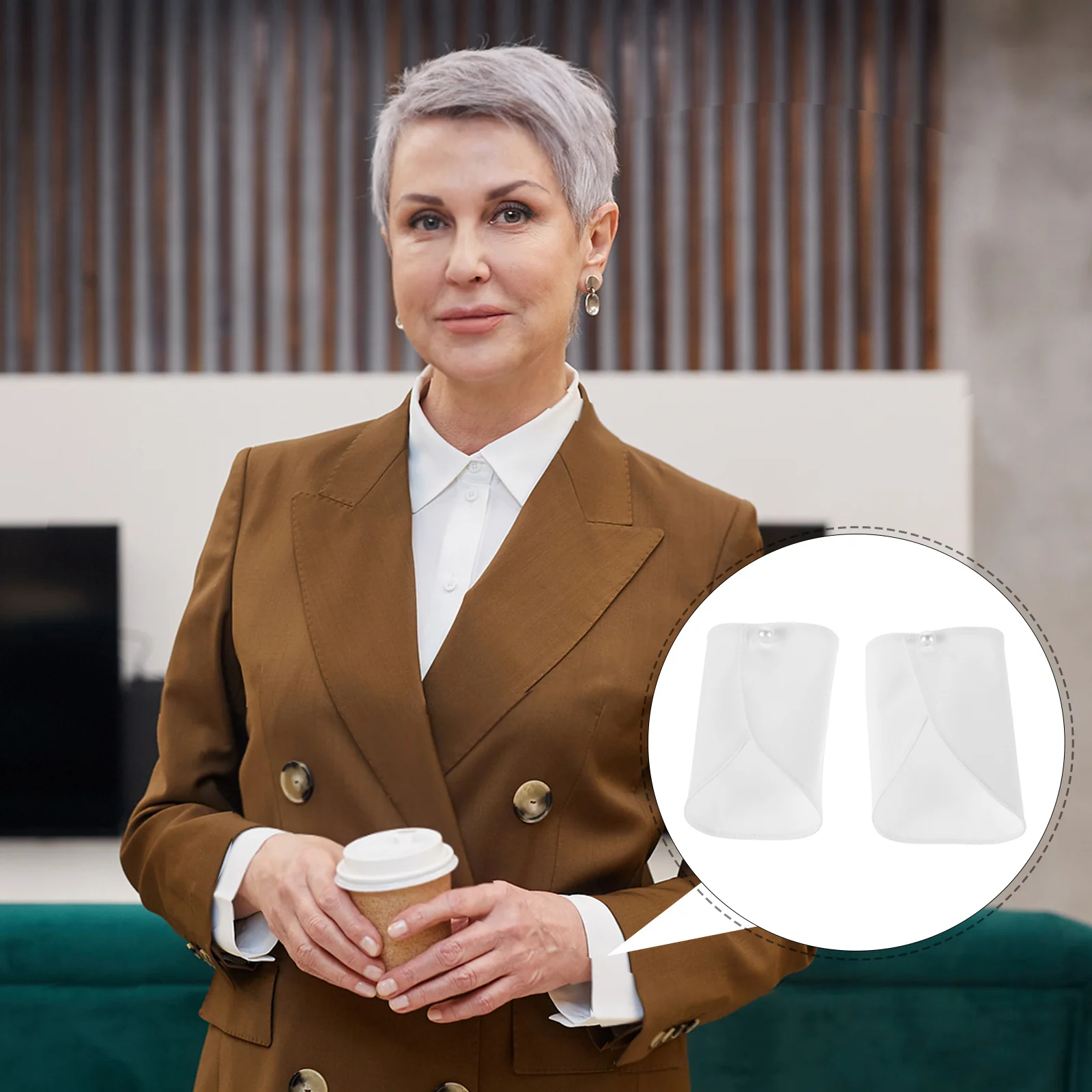 1 쌍 분리형 손목 커프스 가짜 소매 코튼 블렌드 블라우스 용 장식 커프스 스웨터 코트 사무복 패션 액세서리