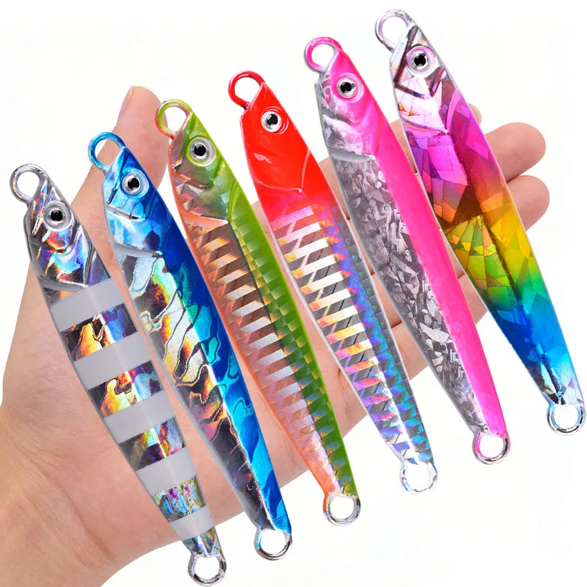 Ocean Boat Beach Seawater Fishing Drag Metal Jigging Lures 60g 80g Artificial Bait for Spanish Mackerel Bass Casting Spoons Jigs
