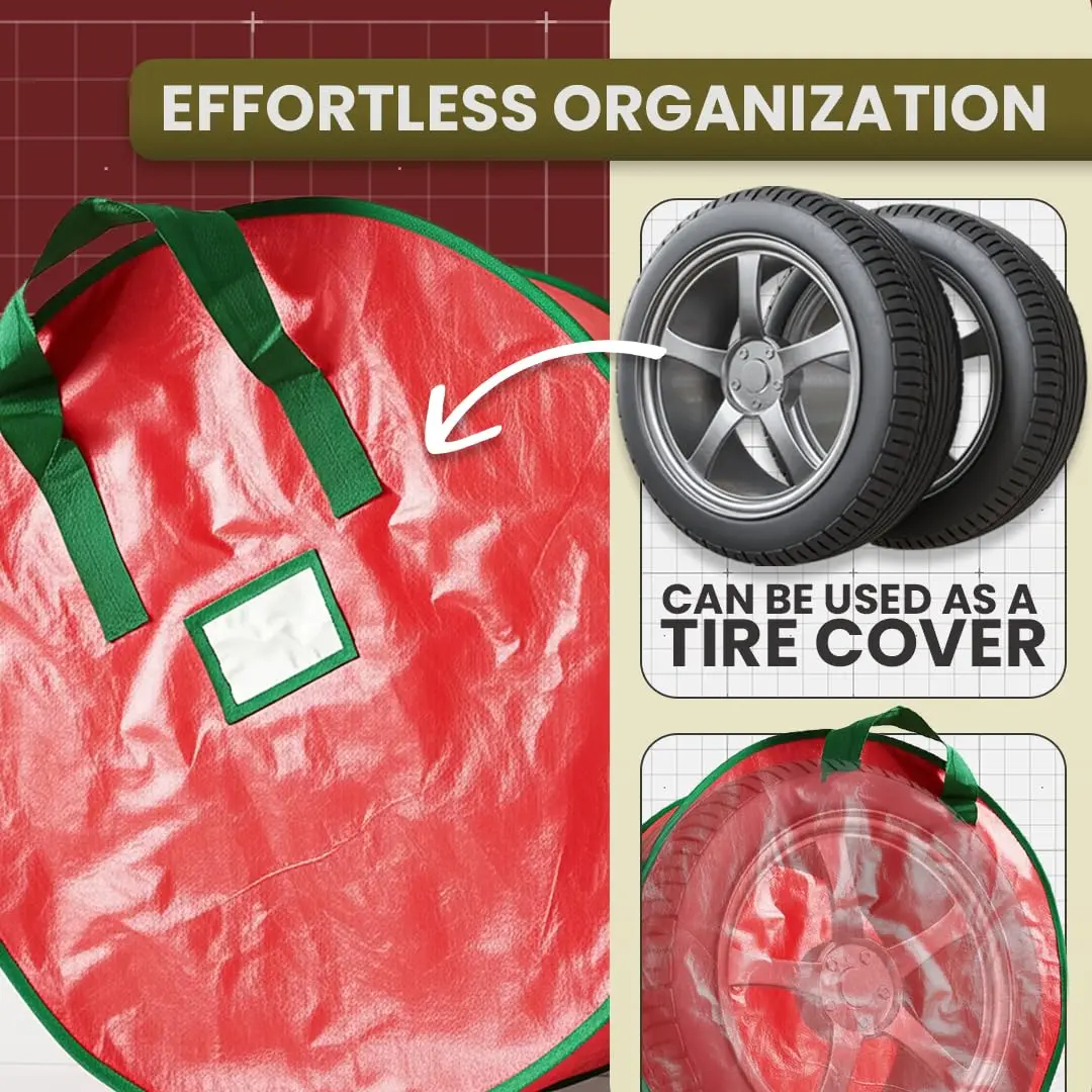 Water-Resistant Christmas Wreath Storage Bag Holder 20/30/36 Inch - Christmas Wreath Plastic Storage Container view 3