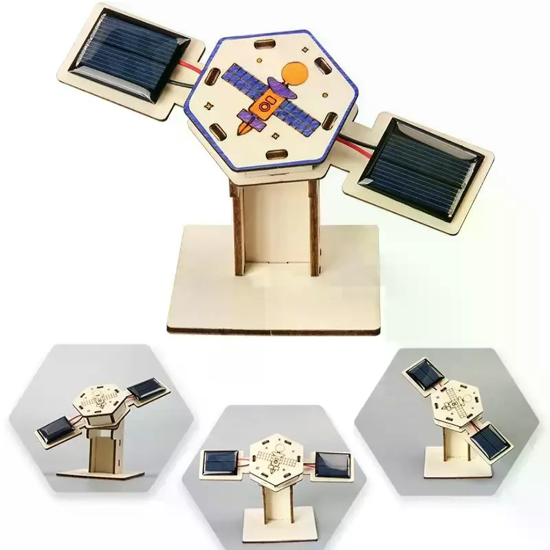 1 conjunto criança estudante educação treinamento científico equipamento experimental brinquedos a vapor diy solar satélite brinquedo de montagem artificial
