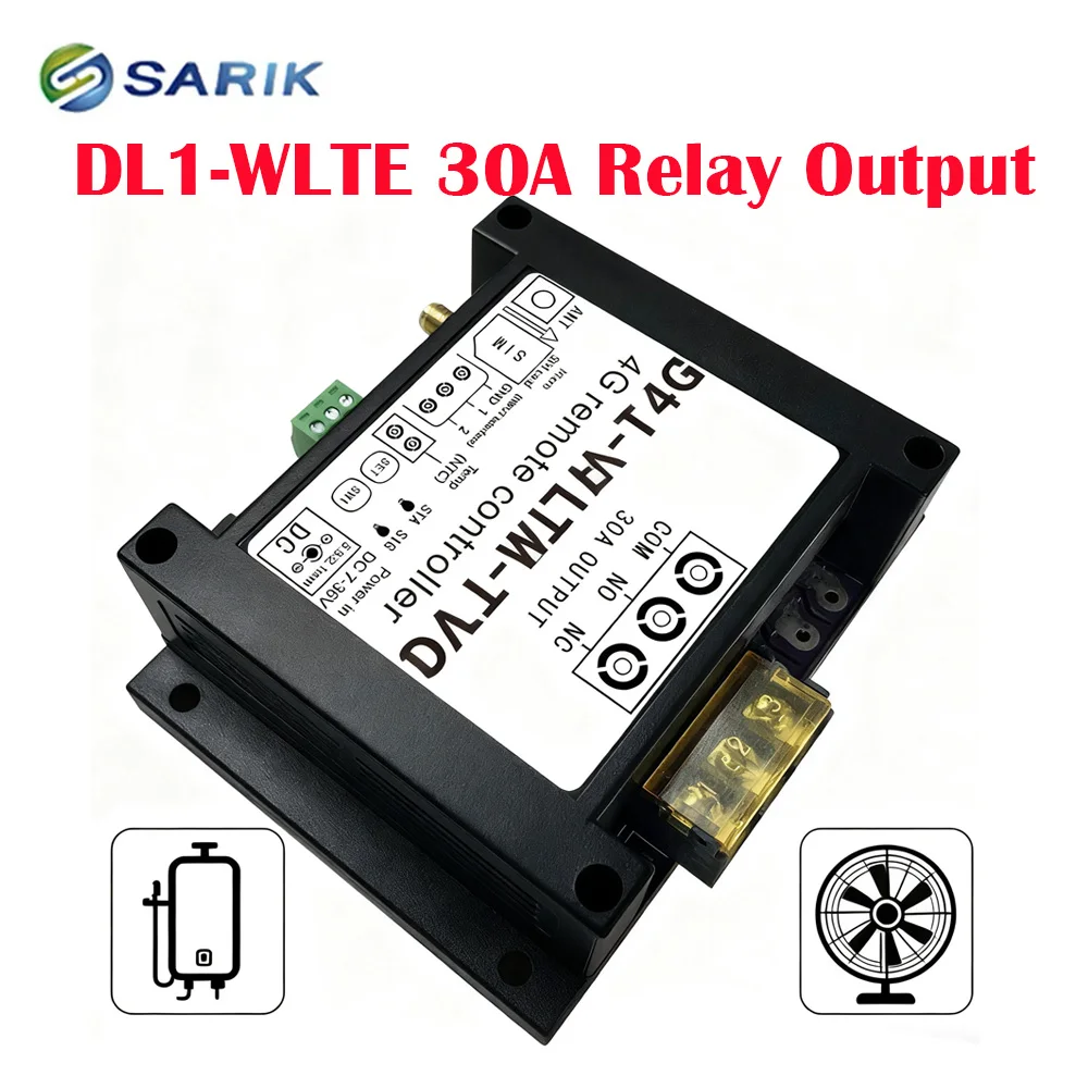

DL1-WLTE-TVC Smart 4G LTE Controller 30A Big Power Relay Switch For Motor ON/OFF Dial SMS WEB APP Control Power Failure Alarm