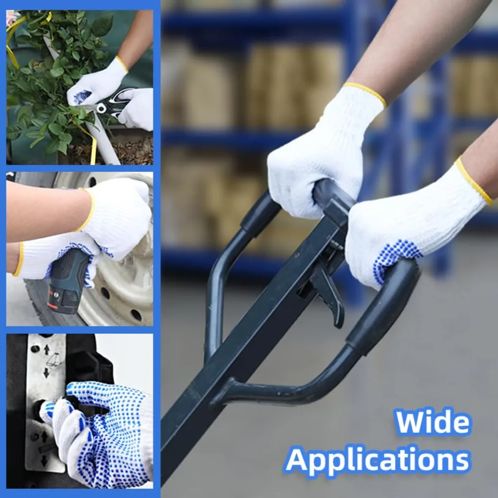 White Dotted Palm Dispensing Labor Safety Work Gloves Wear Resistant Durable Knitted Hand Protector For Factory Assembly