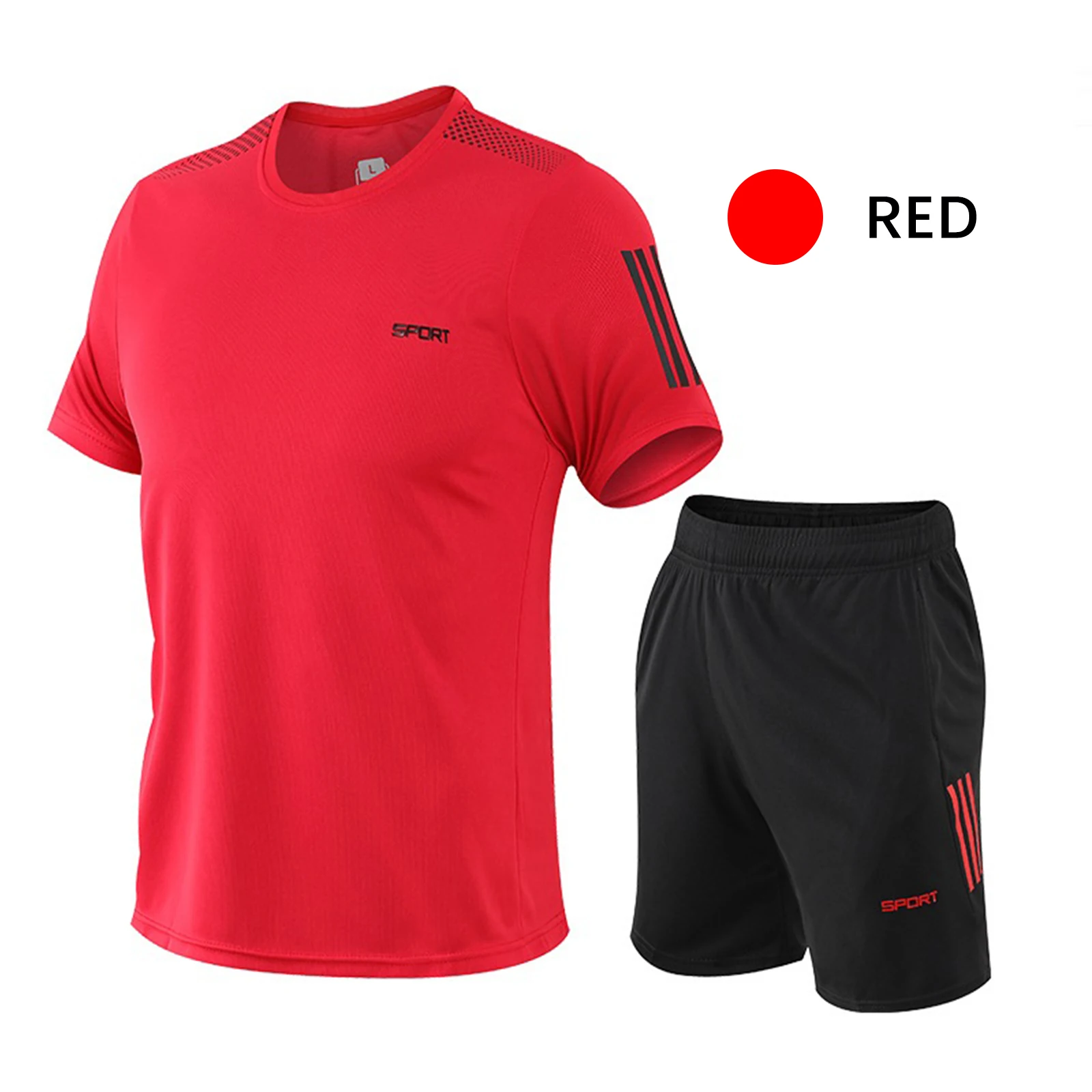 2 Pcs/Set Men's Sportswear Plus Size Tracksuit Gym Compression Fitness Running Set Athletic Wear T Shirts Shorts Sports Suits