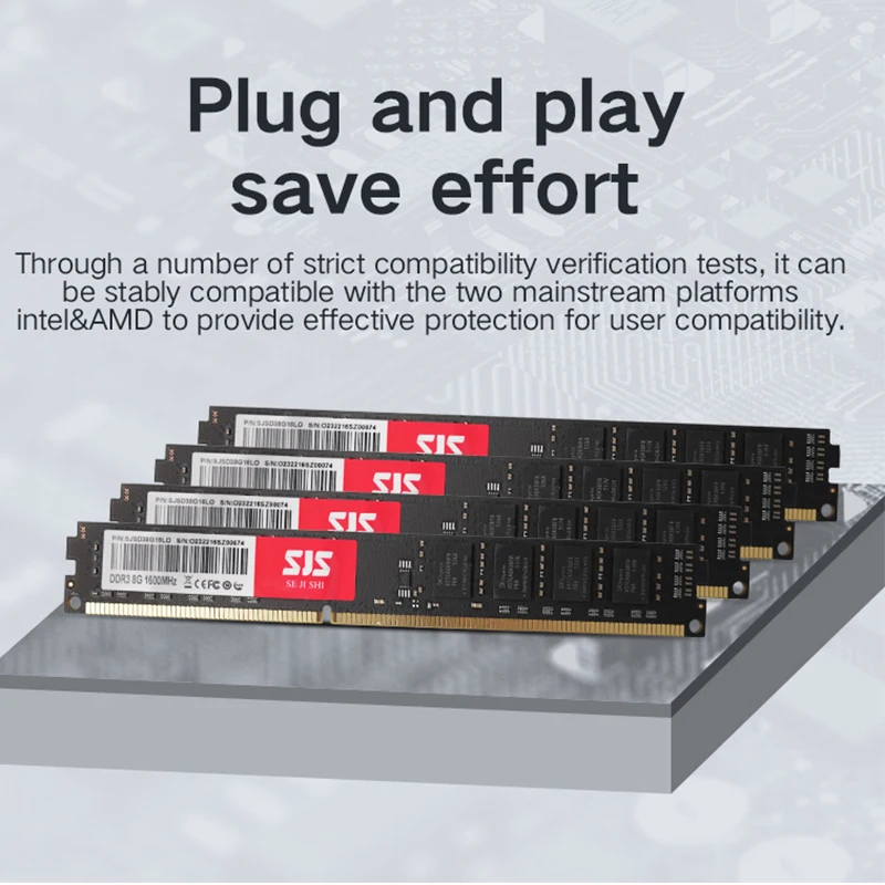 240pin Ram 1.5V DIMM RAM لسطح المكتب SEJISHI HyperX Chip DDR3 Ram 8GB 1600MHz DRAM DIMM الذاكرة