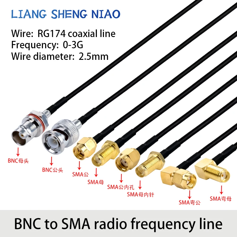 

Новинка, адаптер для кабеля RG174 RF, разъем SMA «папа»/RP «папа», разъем BNC «мама», перегородка, переходник для кабеля, оптовая продажа