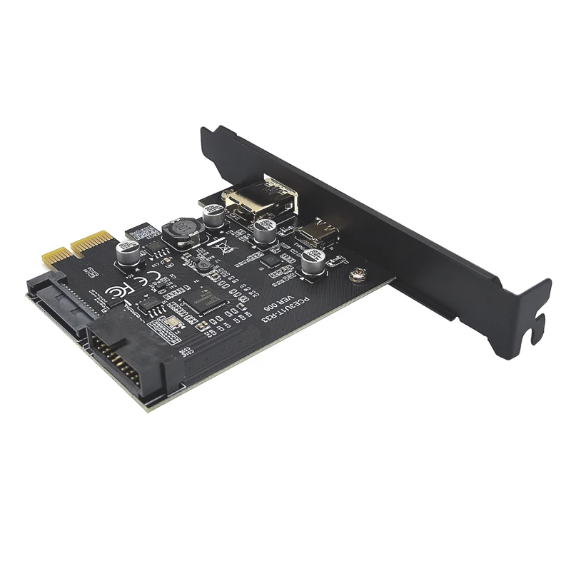 USB 3.1 PCI Express بطاقة محول USB3.1 نوع C 19pin 19 دبوس الجبهة USB 3.0 PCI-E تحكم USB3 PCIE X1 محول بطاقة التوسع