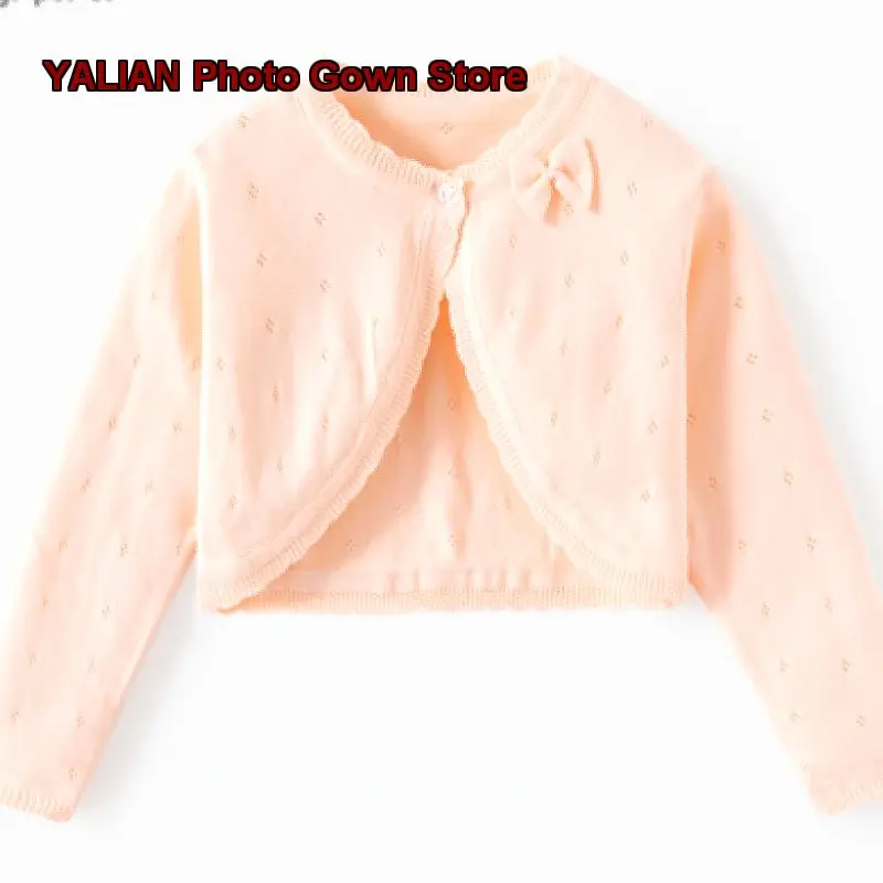 Girls Shawl Spring Summer Thin Knit Cardigan Long Sleeve Air-Conditioning Shirt for Baby Girls Long Sleeves Kids