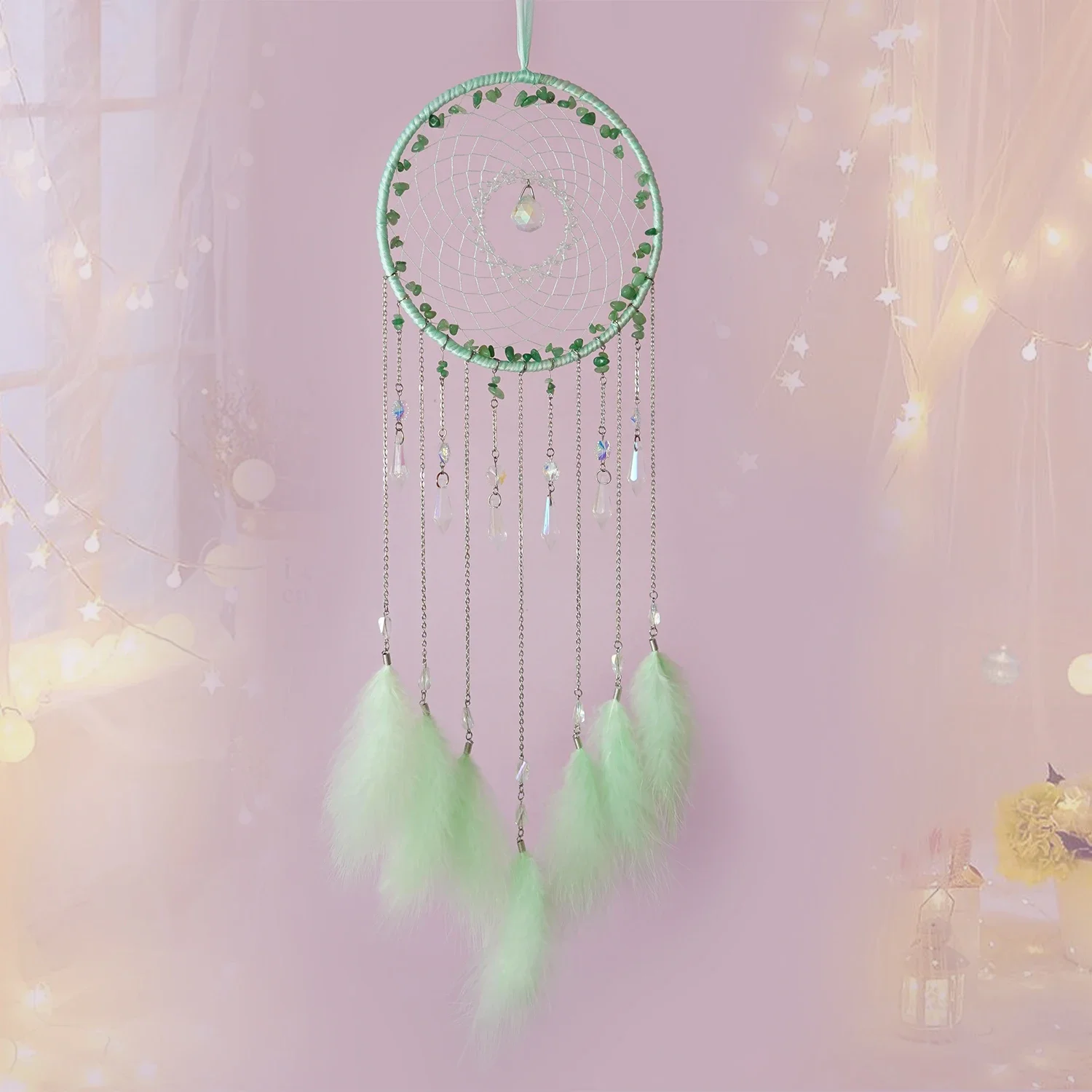 White Feathers Dream Catcher Large Wall Hangings Garden Wind Chimes Bedroom Decoration Door Pendants For Girls Birthday Gifts