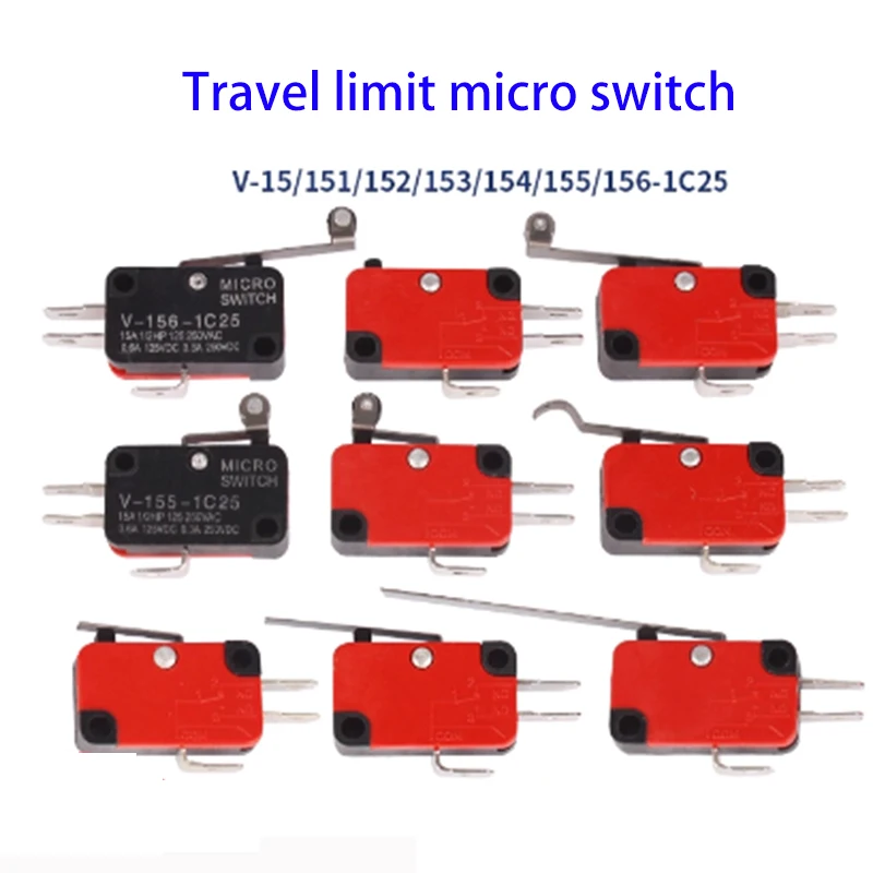V-152/156-1C25 self resetting 3-pin micro button touch micro switch silver point 16A 250V small travel limit switch