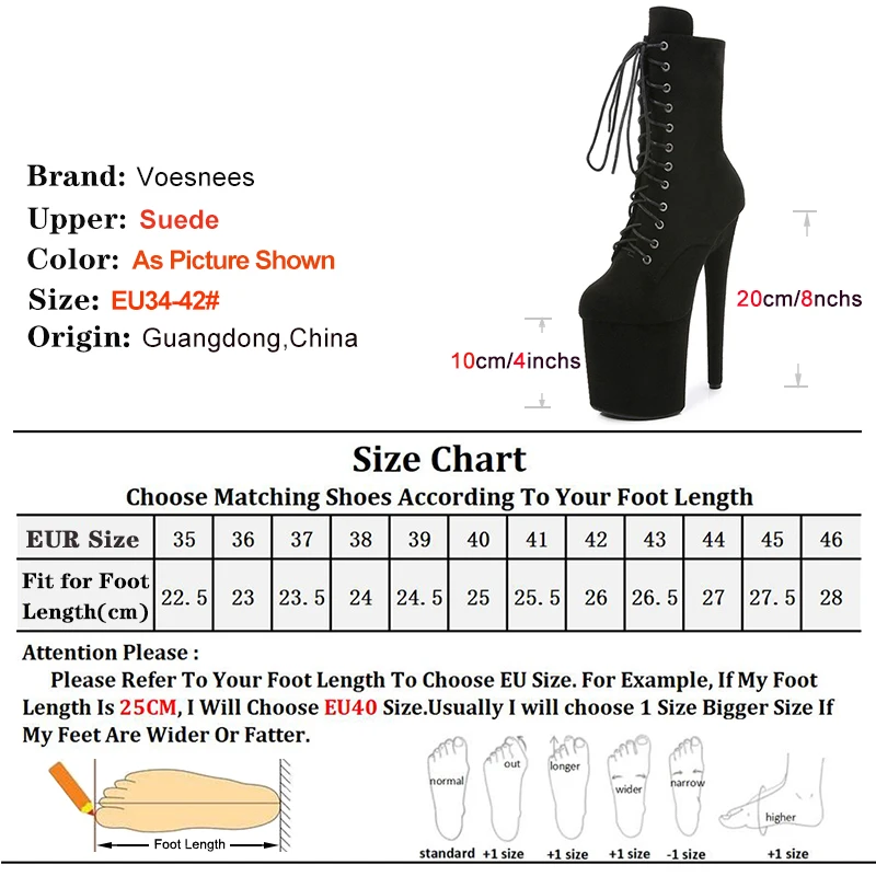 15 17 20 cm Buty za kostkę Extreme High Heels Devious Shoe Fetish Heels Sexy Exotic Pole Dance Booties Suede Stripper Heels Rozmiar 44