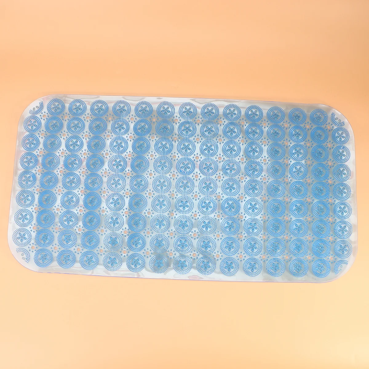 

PVC Anti-Slip Bathtub Mat Blue Strong Suction Cups Textured Surface Non Slip Comfortable Safety Small Holes Circulate Water Bath
