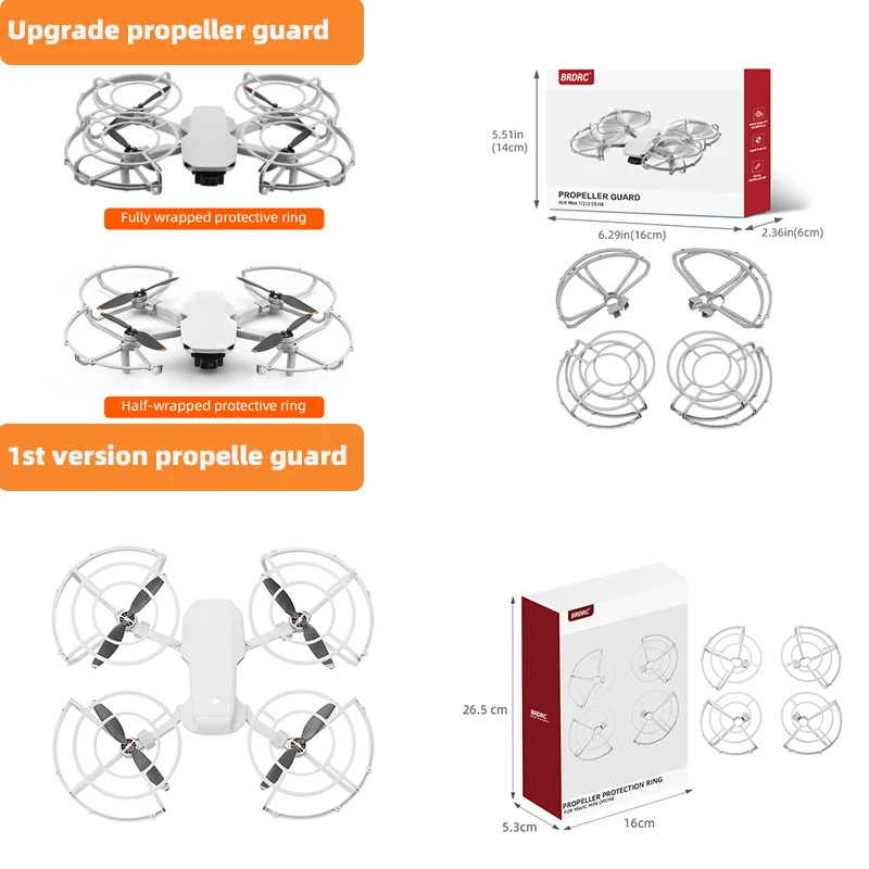 BRDRC Propeller Guard for DJI Mini 4K/Mini 2/Min1/Mini 2 SE Drone Propellers Protector Protection Ring Wing Fan Cover Accessory