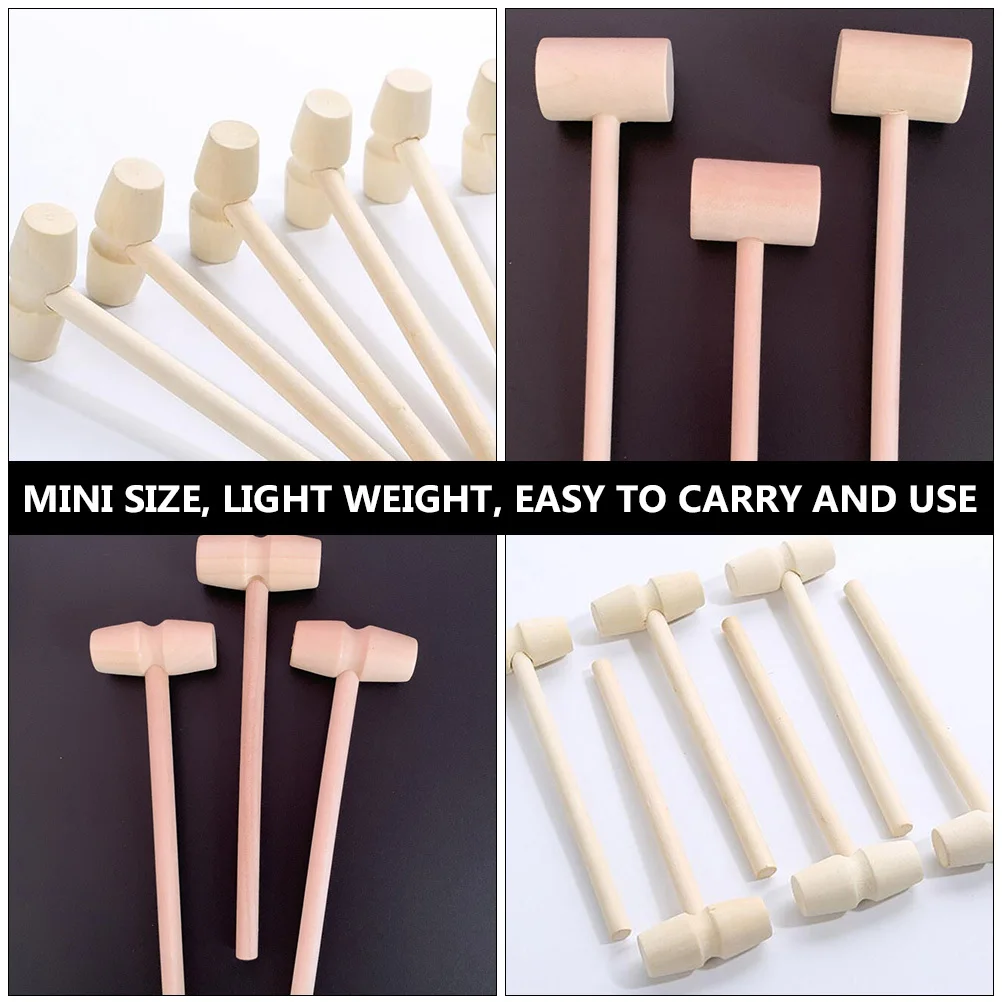 Martillo de madera Natural para niños, Mini mazos suaves y seguros para manualidades Diy, herramientas manuales para juegos de Pascua, 20 Uds.