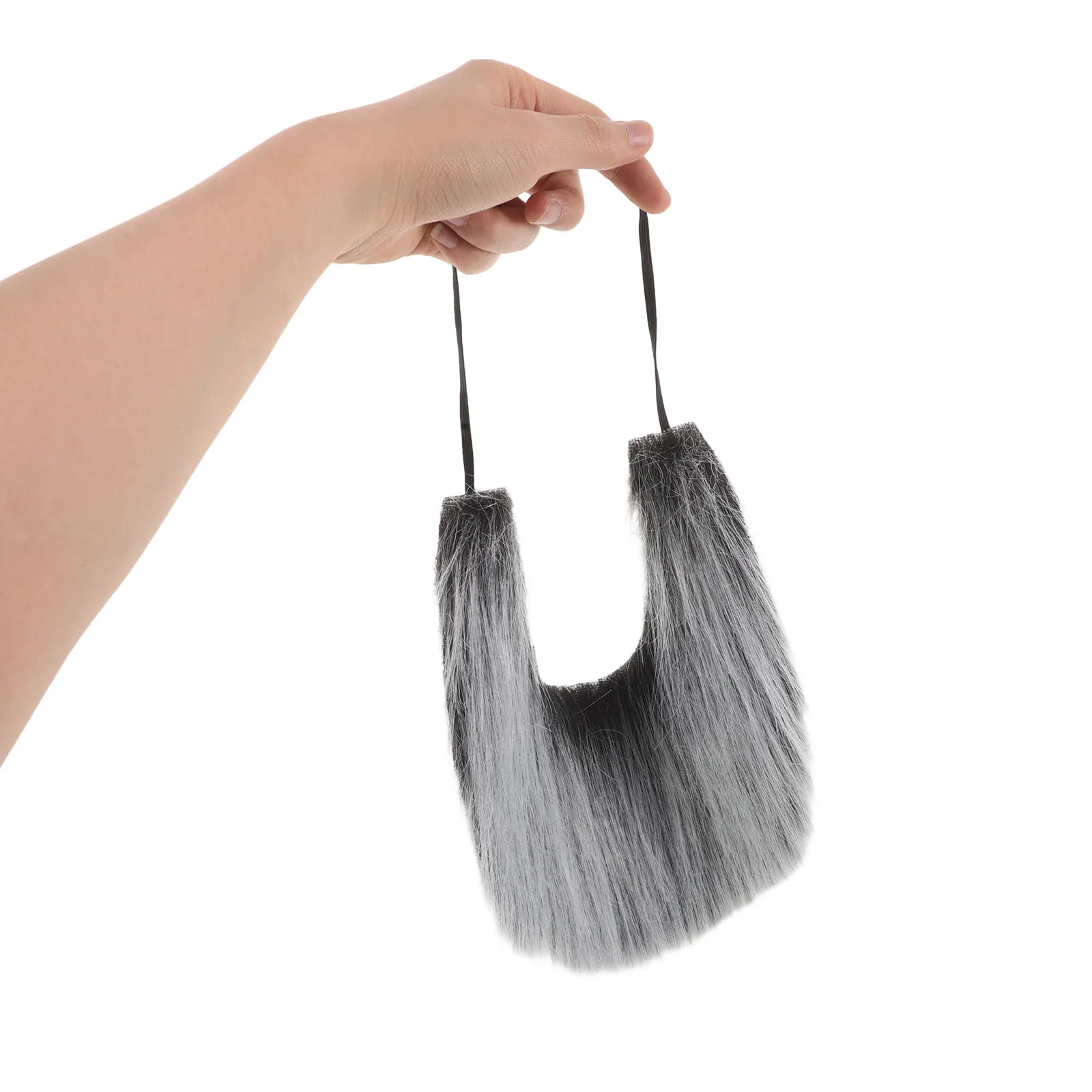 

2pcs Realistic Fake Beard Grey Artificial Facial Hair For Men Cosplay Halloween Party Theatrical Costume Accessories