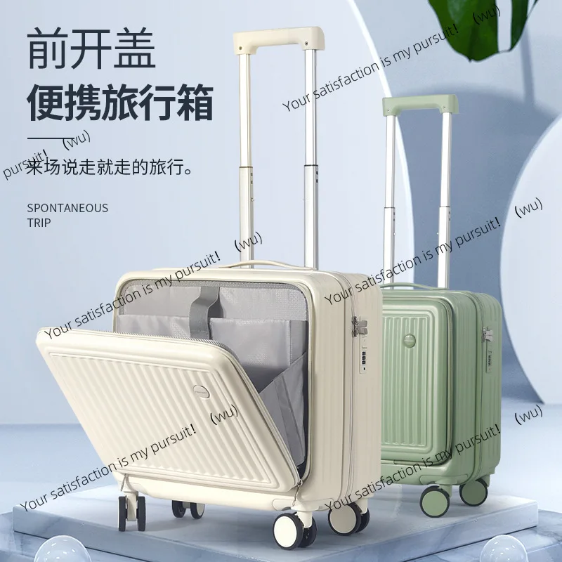 

Передняя, открытая, чемодан 18-дюймовый многофункциональный чемодан на колесиках Женский небольшой мини-футляр для посадки Маленький чемодан с паролем