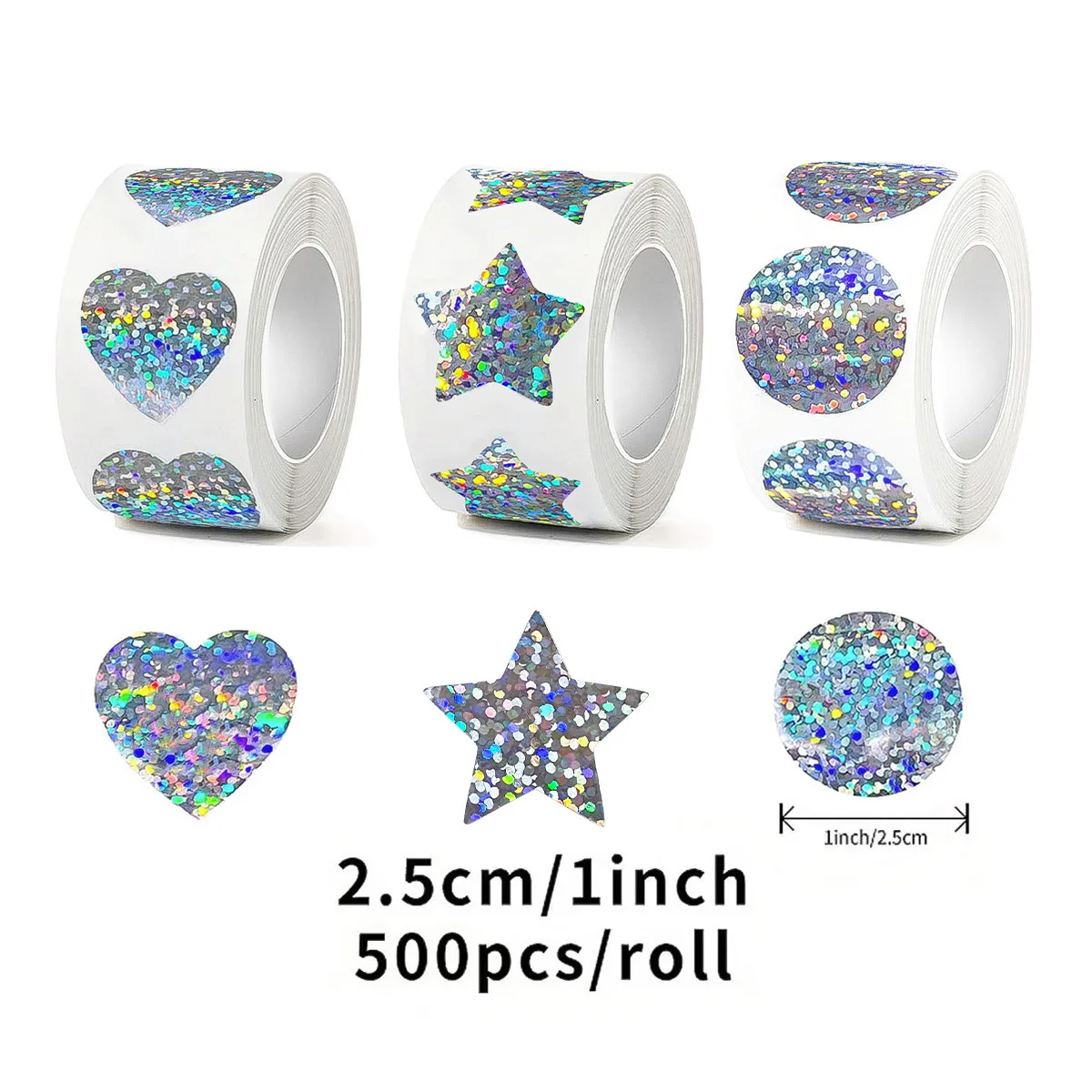 

500 pcs/roll–Roll-pack self-adhesive holographic sealing stickers for envelopes, food packaging and mobile phone cases stickers