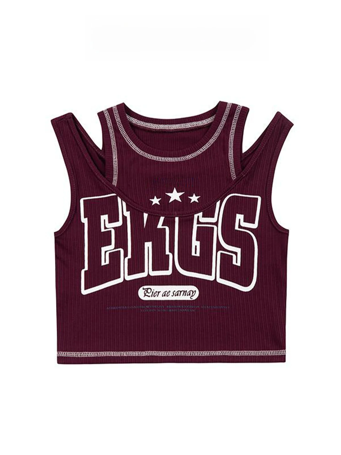 Retro American Sle Spicy Girl Double-Breasted Vest Women's ort Printed Tank Top Summer Exterior Design Trendy Clothing