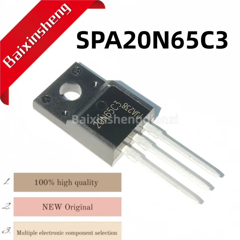 

10 pieces, SPA20N65C3, 20N65C3, TO-220F plastic packaging, MOSFET, brand new and of good quality