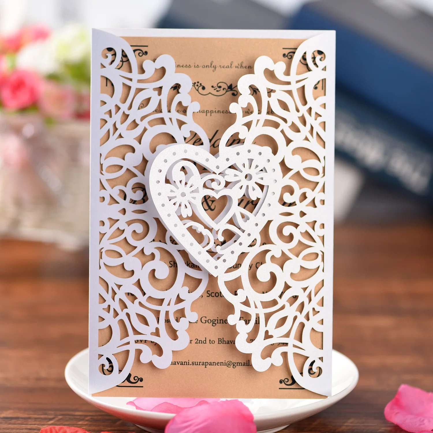 10Pcs Hollow Out Wedding Invitations Card Marriage Birthday Baptism Invitation Cards Without Envelopes Party Decoration Supplies