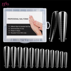 BNG 60/120PCS Russian Almond Coffin Nail Extension Forms Acrylic Nails Molds Dual Form For Building UV Gel Upper Forms Top Molds