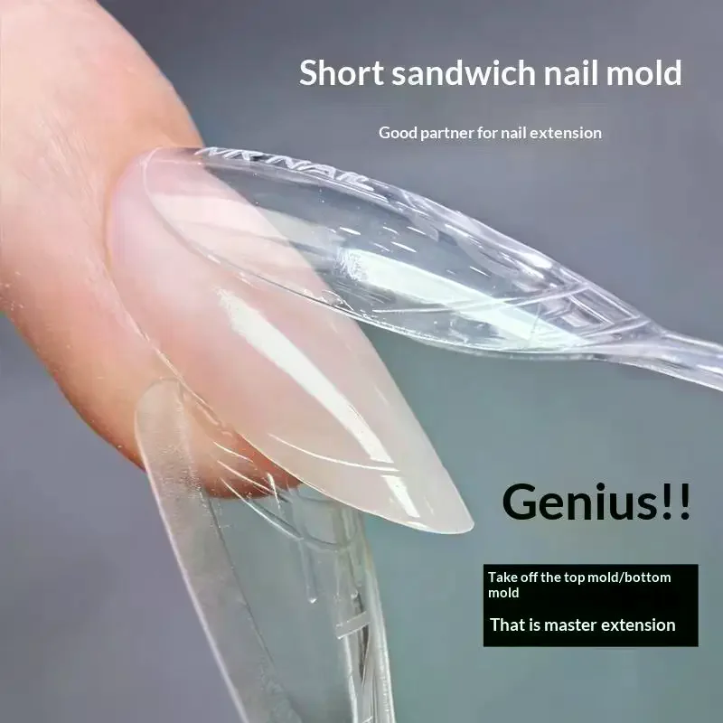 Sandwich Dual Nail Forms Coffin Nail Molds Set 240pcs 15 Sizes for Quick Acrylic Nail Art Extension at Home
