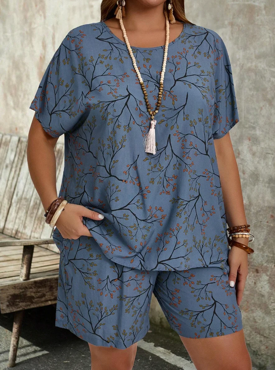 Kurzarm-Pyjama-Set für Damen in Übergröße