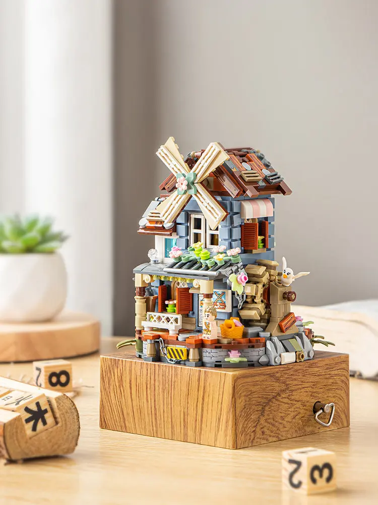 

LOZ Mini Building Blocks Windmill Music Box, Assembly Toy Gift for Boys & Girls