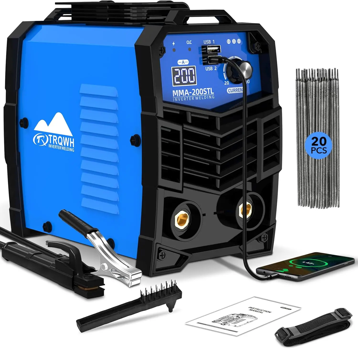 

200A Mini Welding Machine 110V ARC IGBT Inverter Portable MMA/TIG/MIG Welder for Beginners and Professionals