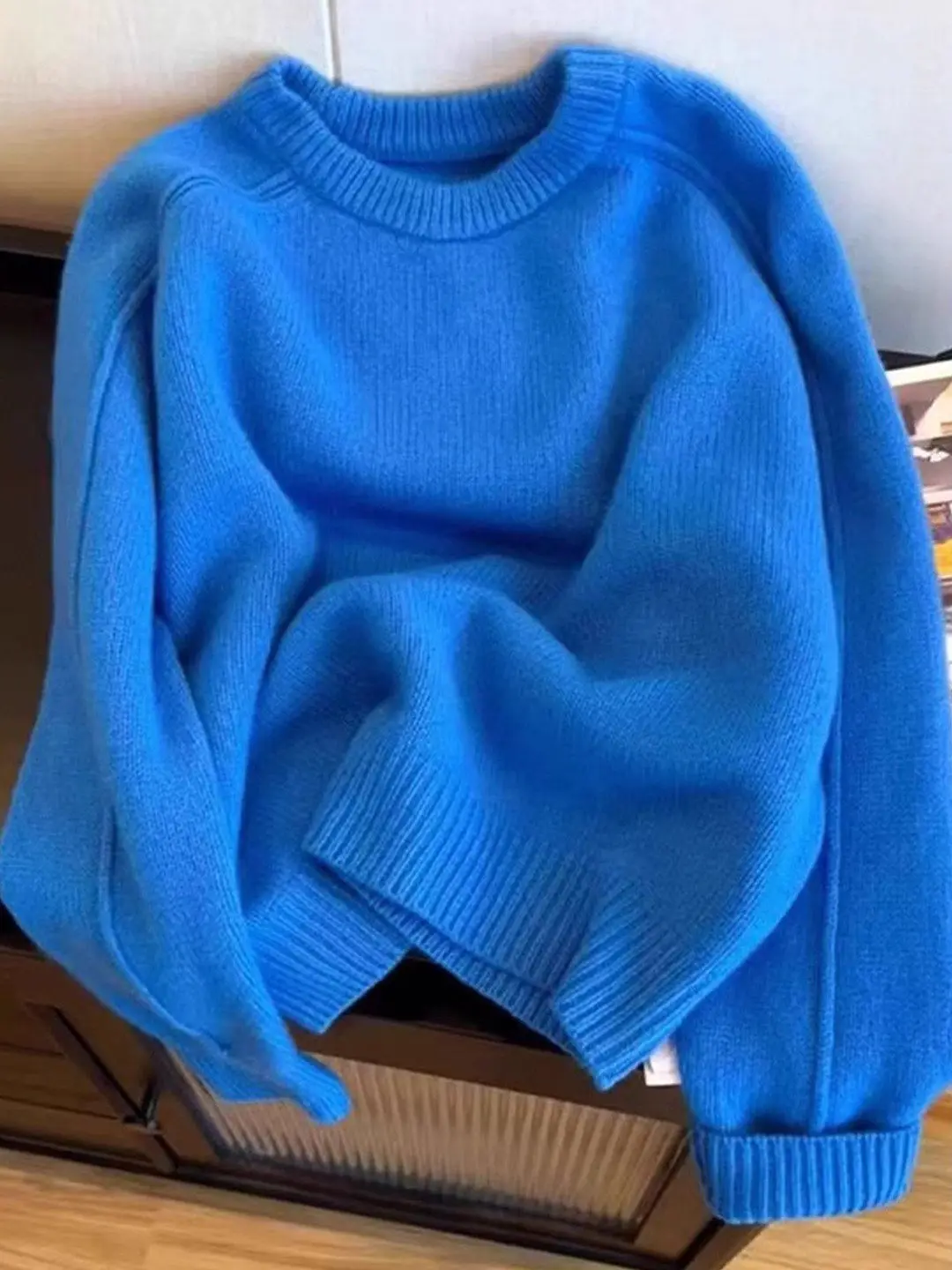 

Уютный свободный вязаный свитер с длинными рукавами, модный белый топ для молодых женщин