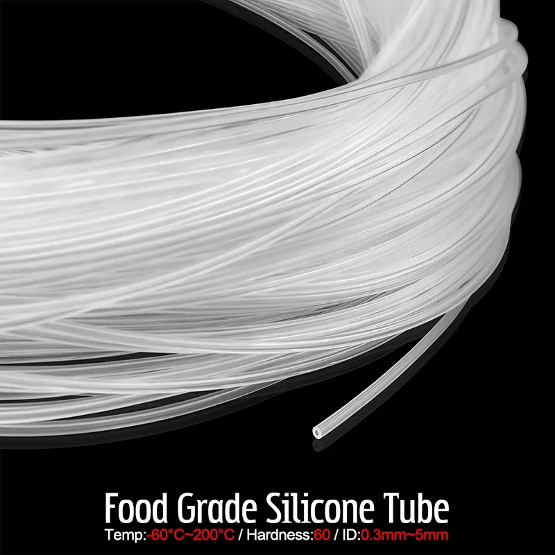 High Temp Resistant Silicone Capillary Hose Clear  Food Grade ID 0.5-5mm Flexible Tube for Food Liquid Delivery System