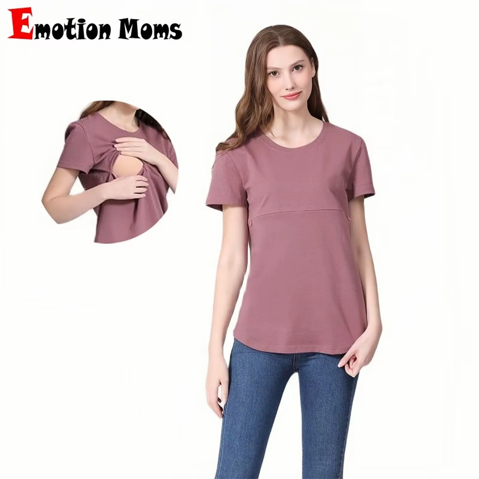 

Emotion Moms Summer Invisible Zipper Pregnancy Maternity Top Lactation Clothing Breastfeeding For Pregnant Women Big Size