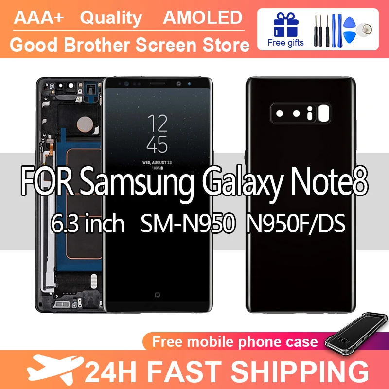 

6.3" AMOLED For Note 8 N950F/DS Display For Samsung Galaxy Note8 LCD Screen With Frame SM-N950F N950A N950U LCD Display Screen