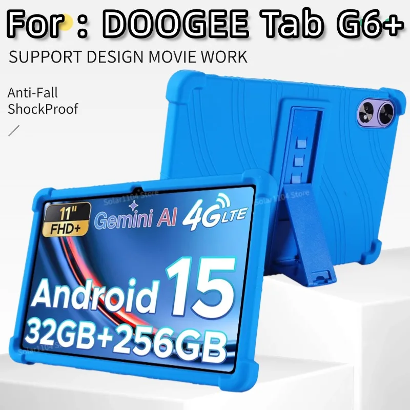 For DOOGEE Tab G6+ Tablet Case 11-inch DOOGEE Tab G6+ Kid-Friendly Soft Silicone Adjustable Stand Case