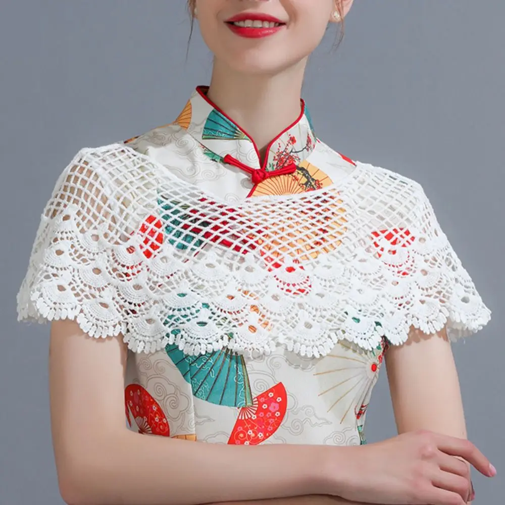 

Thin Hollow Out Crochet Shawl Cape Cloak Knitted Scarves Korean Style Scarf Accessories Blouse Shoulders Fake Collar Women